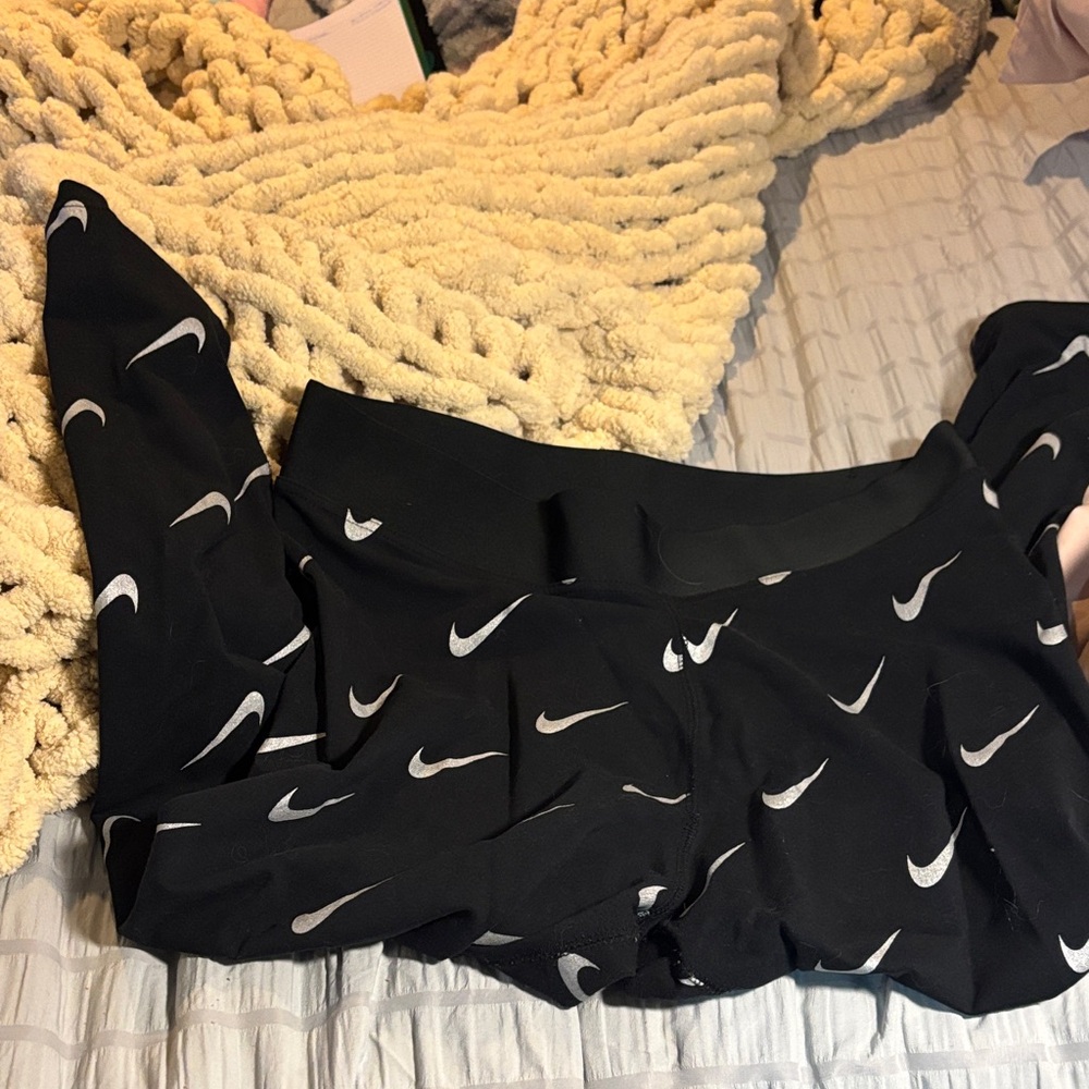 Nike Black leggings with White Swooshes